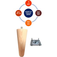 Mikasso Ahşap Konik Ayak 18 cm Gürgen Koltuk-Baza-Tv Ünitesi- Mobilya Ayağı- Çap:4.6 cm Yeşil Tekli Baza Aya