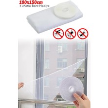 Mikasso Pencere Sineklik Kolay Kesilir Cırt Yapışkanlı Sineklik 100X150CM 4 Metre Bant Dahil Beyaz KF010 Gor