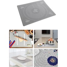 Mikasso Hamur Açma Silikon Yoğurma Matı Silpat Gri Hamur Matı Pasta Fırın Altlığı Çok Amaçlı Silikon