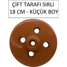 Mikasso Dolma Taşı Sarma Taşı Kapağı 18 cm Tam Sırlı Toprak Toprak Kahverengi