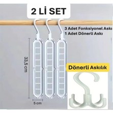 Mikasso 3 Adet Fonksiyonlu Dolap Içi Düzenleyici Organizer Askı Tişört Gömlek Elbise Askısı-Yeşil Plastik Ye