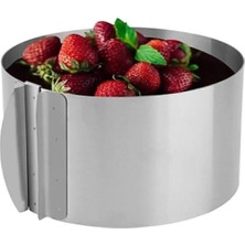 Mikasso Paslanmaz Çelik Yuvarlak Ayarlanabilir Kek Kalıbı - Pandispanya Pasta Kalıbı - Ayarlı Çember Çelik G