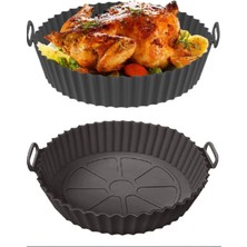 Mikasso Airfryer Silikon Pişirme Kabı - Hava Fritözü Kabı -Airfryer Aksesuar - Tüm Airfryer'lara Uyumlu Sili