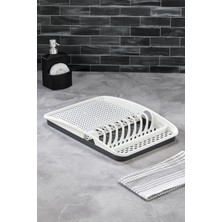 Mikasso Bulaşık Tepsisi Bulaşıklık Tezgah Üstü Kurutmalık Durulama Matı Bulaşık Sepeti Plastik Beyaz