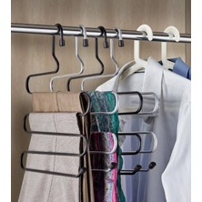 Mikasso 5 Li Pantolon Metal Elbise Askısı Dekoratif Dolap Içi Çoklu Askı Metal Siyah Tr