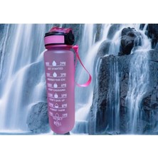 Mikasso Mor Renkli Kilitli Sızdırmaz Kapaklı Pipetli Matara Kayışlı ve Motivasyon Yazılı Matara 1 Litre Mor