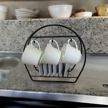 Mikasso Ntc Metal 6 Kancalı Şık Fincan Askılığı | Bardak Standı Kahve Fincanı Standı Fincanlık Metal 28 x 28