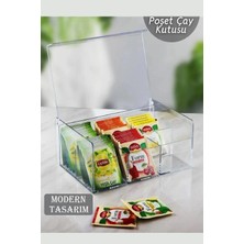 Mikasso Çay Kutusu 6 Bölmeli Kapaklı Poşet Bitki Çayı Çok Amaçlı Saklama Kabı Özel Tasarım Büyük Tea Box Pla