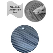 Mikasso Silikon Nihale, Petek Desenli Kalburbastı Kalıbı, Tutacak Gri Çap: 17,5cm Silikon