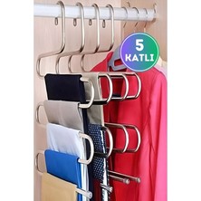 Mikasso Pantolon Askısı 5 Katlı Metal Dolap Içi Akıllı Krom Askı Pantolon Askısı 5 Katlı Düzenleyici Model M