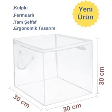 Mikasso Pvc Küp Çanta Kulplu Şeffaf Dolap Içi Organizer Düzenleyici 30X30X30-1 Adet Pvc-Polyester Turuncu