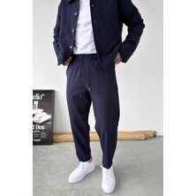 HAFKA Lacivert Basic Boyfriend Kumaş Pantolon