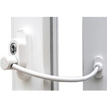 Mikasso Beyaz Çelik Halatlı Kablolu Pvc Pencere Emniyet Çocuk Güvenlik Kilidi Çelik