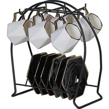 Mikasso Siyah Metal 6 Kancalı Şık Fincan Askılığı Bardak Standı Kahve Fincanı Standı Fincanlık Belirtilmemiş