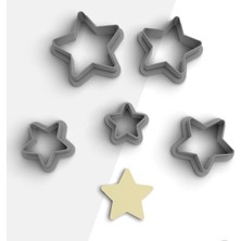 Mikasso Yıldız Şekilli Polimer Kil Kesme Kalıbı, Küpe Kalıp, Clay Cutter, 5 Boy, NO:1000 Plastik Siyah