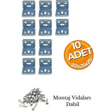 Mikasso L Demir Gönye Köşebent 30X25X25MM Mobilya Dolap Raf Masa Köşe Bağlantı Birleştirme Sabitleme Aparatı