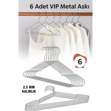Mikasso Metal Elbise Kıyafet Askısı, 6 Adet,giysi Askısı,pantolon Askısı Tel Askı Vıp Metal Gümüş Tr