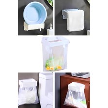 Mikasso Katlanabilir Tutucu Kendinden Yapışkanlı Çok Amaçlı Poşet Havlu Tutma Mutfak Banyo Aparatı Plastik B