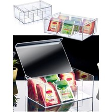 Mikasso Akrilik 6 Bölmeli Kapaklı Poşet Bitki Çayı Saklama Kutusu Akrilik Beyaz