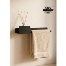 Form Design Metal Raflı Havluluk Yapışkanlı – Siyah / Beyaz Duvar Havlu Askısı - Dekoratif Havlu Askılığı