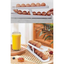 Mikasso Yumurta Rafı Saklama Kutusu Sepeti Buzdolabı Düzenleyici 14-17 Yumurta Kapasiteli Otomatik Kaydırma