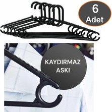 Mikasso Kaydırmaz Elbise Askısı Fular Askısı Gömlek Tişört Askısı Kırılmaz 6 Adet Set Siyah Pantolon Askı Pl