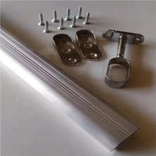 Mikasso Oval 145CM Alüminyum Dolap Içi Elbise Askı Borusu Aparatları Vidaları Metal Gri