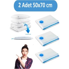 Mikasso Vakumlu Hurç Yorgan Hurcu Valiz Düzenleyici Gardırop Düzenleyici Vakumlu Poşet 2'li Set Plastik 55 x