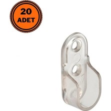 Mikasso 20 Adet Metali Oval Dolap Askı Borusu Flanşı Şeffaf Turuncu