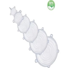 Mikasso Tazeliği Koruyan Elastik Silikon Streç Kapak Esnek Silikon Strech Saklama Kabı Kapakları 6'lı Plasti