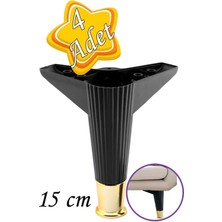 Mikasso 4 Adet Golden Ayak 15 cm Siyah Altın Gold Mobilya Kanepe Sehpa Ünite Koltuk Ayağı Baza Ayak Ayakları
