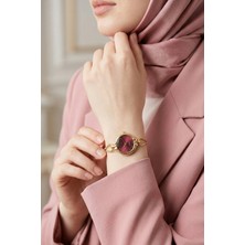 inStyle Bileklik Görünümlü Gold-Bordo Kadın Kol Saati