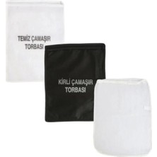 Mikasso Kirli ve Temiz Çamaşır Torbası & Çamaşır Filesi Seti NOCOLOR-02FCE0FE Polyester Beyaz 100 x 100 Tr
