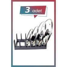 Mikasso 3 Adet Tencere Kapağı Düzenleyici Antrasit 6 Bölmeli - Tencere Kapak Tabak Düzenleyici Plastik Beyaz