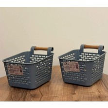 Mikasso Dolap Içi Düzenleyici (Mini Sepet) 2 Adet Koyu Gri (Antrasit) Plastik 10 x 15 Gri