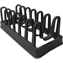 Mikasso Siyah Tencere Kapağı Organizer 6 Bölmeli Tencere Kapak Dolap Içi Düzenleyici Kapak 1 Adet Plastik Si