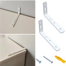 Mikasso 2'li Çelik Deprem Dolap Sabitleme Aparatı 6X11.5 cm Beyaz - Mobilya Gardırop Sabitleyici L Demir Bey