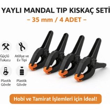 Mikasso 35 mm Yaylı Mandal Tip Kıskaç Işkence Seti – Plastik Gövdeli Güçlü Tutucu Mandal (4 Parça)