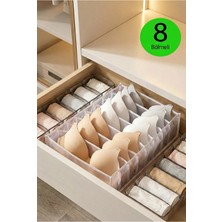 Mikasso 2 Adet 8 Bölmeli Şeffaf Sütyen Düzenleyici 38X30X11CM Pvc Kenarlı Polyester Beyaz Tr