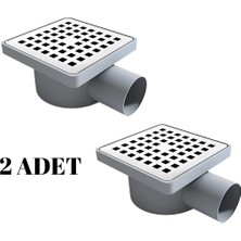 Mikasso 2ADET 10*10 Yandan Çıkış Çap 50 Kare Krom Yer Sifonu Su Gideri Balkon Gideri Banyo Gideri