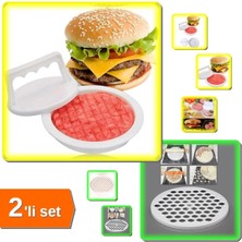 Mikasso Hamburger Yapma Aparatı - Pres ve Köfte Kalıbı + 61 Bölmeli Mantı Kalıbı - 2li Set R1X3Q9 Plastik