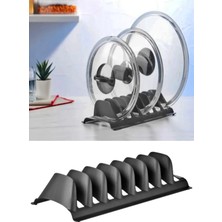 Mikasso 2 Adet Tencere Kapağı ve Tabak Düzenleyici Plastik Siyah