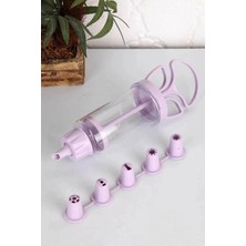 Mikasso Lila Krema Sıkma Pompası Seti Pratik Krem Şanti Sıkma Aleti Pasta Kek Süsleme Aparatı Şırınga Plasti