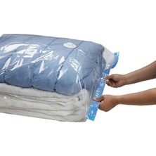 Mikasso (1 Adet) Büyük Boy 80 cm x 100 cm - Vakumlu Hurç - Vakumlu Poşet Plastik Mavi Tr