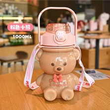 Mikasso Smile Ayıcık Model Su Matarası Su Şişesi Suluk 1000 ml Öğrenci Matarası Okul Suluğu Sticker Hediyeli