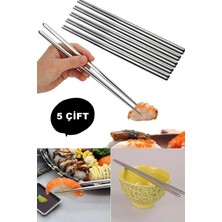 Mikasso 5 Çift Metal Chopstick Paslanmaz Çelik Çin Çubuğu Yemek Çubukları Çelik Metalik