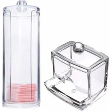 Mikasso Akrilik Pamukluk ve Kulak Çubukluğu Seti 2 Li Set ,makyaj Organizeri Plastik Beyaz