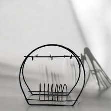 Mikasso Metal 6 Kancalı Şık Fincan Askılığı | Bardak Standı Kahve Fincanı Standı Fincanlık Metal Siyah Tr