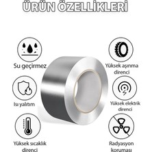 Mikasso 20 Metre Alüminyum Yanmaz Folyo Bant Tamir Soba Boru Bandı Folyo Bant Su Sızdırmaz (20 Metre 40MM)