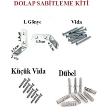 Mikasso 5 Adet L Demir Dolap Sabitleme 20*45*45 Masa Gönye Vida Dubel ,mobilya Dolap Köşe Bağlantı Sabitleme